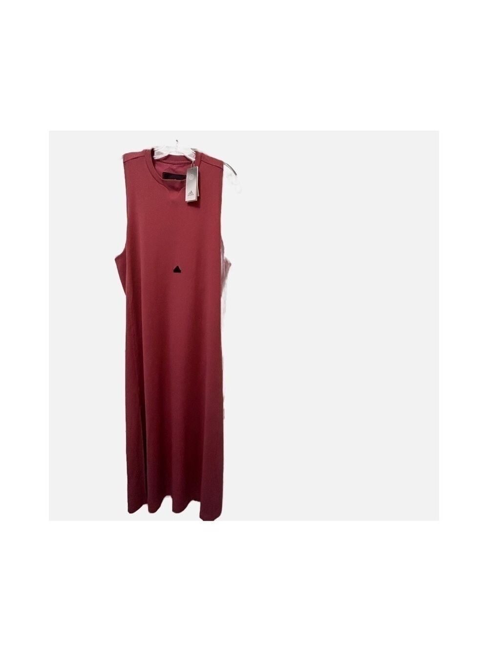 Adidas NWT Rib Maxi Dress Womenβs Sz 2X Racer back Side Slit Blush Color
